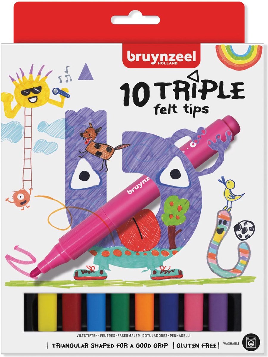 Viltstift Bruynzeel Kids Triple blister à 10 stuks assorti | 6 stuks